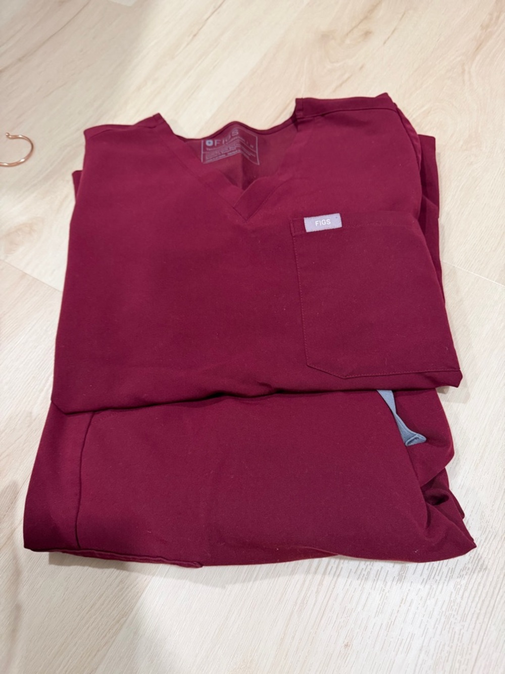 Figs Medical Scrub Top and Pants in Burgundy